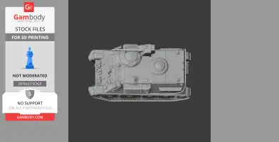 Top view of a detailed tank model, showing tracks and turret, designed for 3D printing.