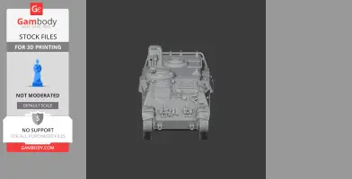 Gray 3D model of a Pansarbandvagn 301 tank viewed from the front, detailed for printing.