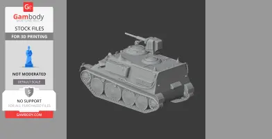 3D model of a Pansarbandvagn 301 tank, detailed tracks, turret, and armor plates, for 3D printing.
