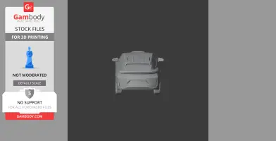 3D model of a car viewed from the front, designed for 3D printing.