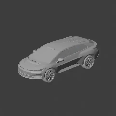 3D model of a modern, sleek SUV-style vehicle, designed for 3D printing.