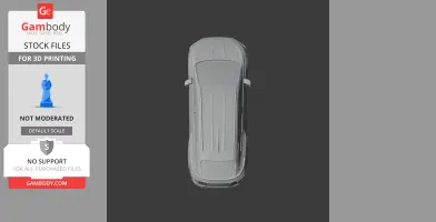 Top view of a 3D printed model of the Faraday Future FF 91 car on a dark background.