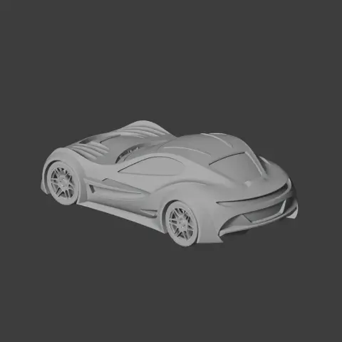 3D model of a sleek, aerodynamic sports car with detailed curves and lines for 3D printing.