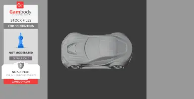 Top view of a sleek, aerodynamic scale model car, designed for 3D printing.