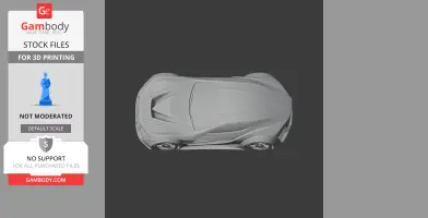Top view of a sleek, aerodynamic car model, ready for 3D printing.