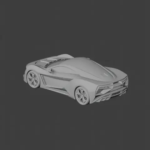 3D model of a sleek sports car with aerodynamic design, ready for 3D printing.