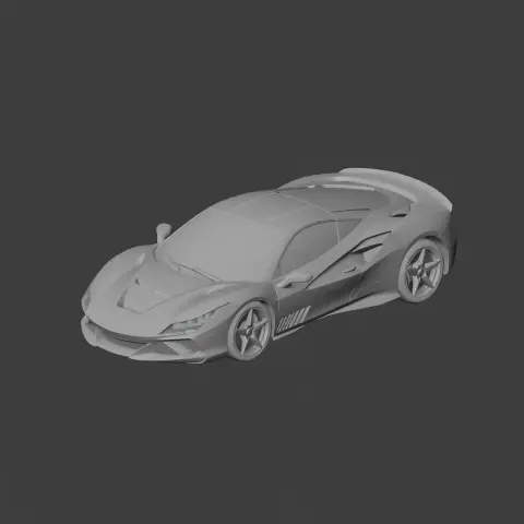 3D model of a sleek, modern sports car, ready for 3D printing.