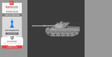 Detailed 3D model of Panzer 68 tank, side view, suitable for 3D printing.