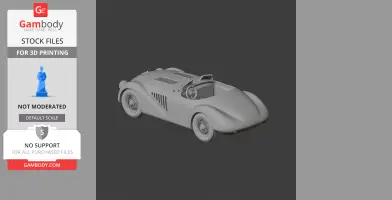 3D model of a classic Ferrari 125 S, featuring smooth curves and detailed wheels, for 3D printing.