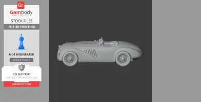 3D model of a classic Ferrari 125 S, side view, detailed exterior for 3D printing.