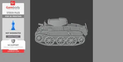 Detailed 3D model of Panzer I Ausf. C tank, side view, suitable for 3D printing.