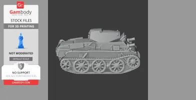 3D model of a Panzer I Ausf. C tank, shown in detailed side view for 3D printing.