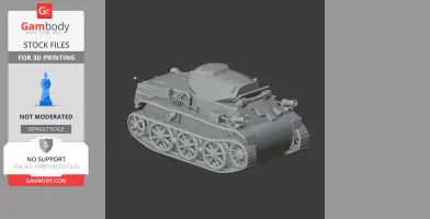 3D model of Panzer I Ausf. C tank, showcasing detailed tracks and turret, for 3D printing.