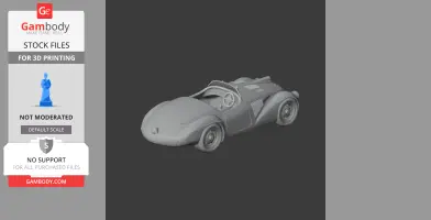 3D model of a classic Ferrari 159 S, featuring sleek curves and detailed wheels, for 3D printing.