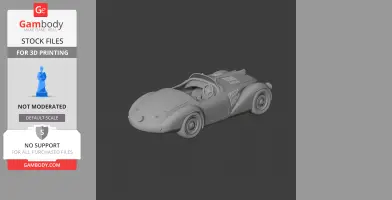 3D model of a classic Ferrari 159 S car for printing, showcasing detailed features and design.