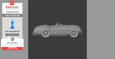 Gray 3D model of a Ferrari 166, side view, designed for 3D printing.