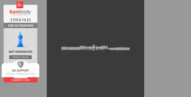 3D model of a tactical rifle scope for cosplay, displayed from a top view.