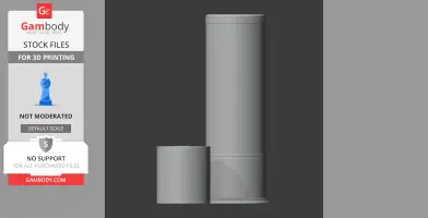 Cylindrical breaching round and cap 3D model for cosplay, displayed in grayscale.