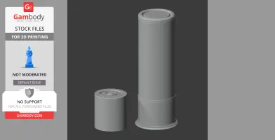 Two cylindrical breaching round props, one tall and one short, for 3D printing.