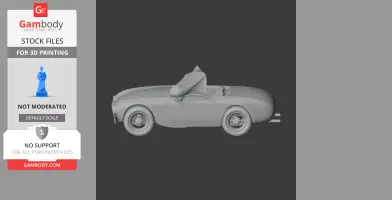 3D model of a Ferrari 212 Export convertible, side view, designed for 3D printing.