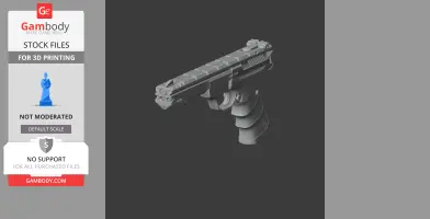3D model of a detailed handgun, styled for cosplay, shown against a dark background.
