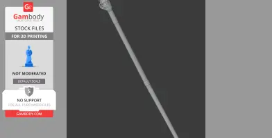 A long, detailed cane with a gun barrel-like handle, designed for cosplay or display.