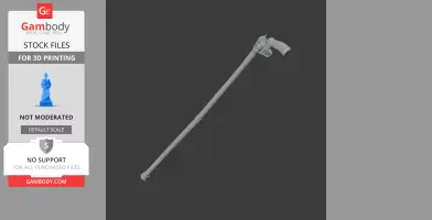 A 3D model of a cane with a gun handle, designed for cosplay and 3D printing.