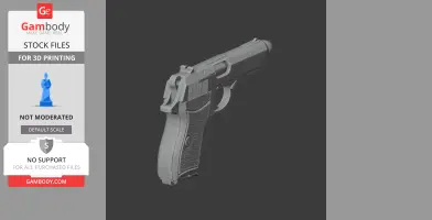 A 3D model of a handgun designed for cosplay, ready for 3D printing.
