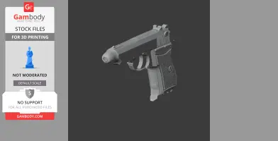 A 3D model of a vintage handgun, designed for cosplay and 3D printing.