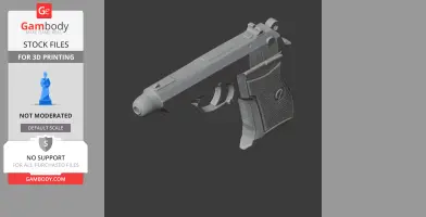 3D model of a vintage handgun, detailed with textured grip, designed for cosplay prop 3D printing.
