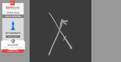 Two intersecting swords in a 3D model design, likely a cosplay prop for 3D printing.