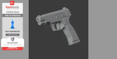 A 3D model of a Colt 2000 handgun, designed for cosplay and 3D printing, shown from a side angle.