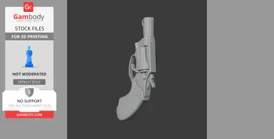 A detailed 3D model of a retro revolver, suitable for cosplay props, shown in grayscale.