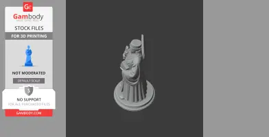 A 3D model of a robed figure holding a book, with a halo, on a circular base. Ideal for 3D printing.