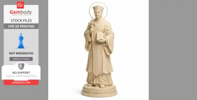 Religious statue of Saint Augustine Zhao Rong holding a cross and book, detailed robes, and halo.