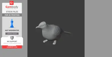 3D model of a barred dove designed for 3D printing, featuring detailed feathers and a realistic posture.