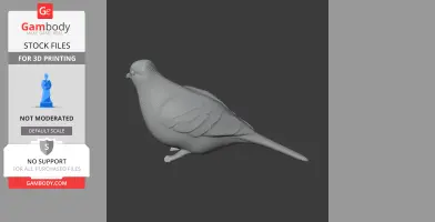3D model of a dove, depicted in a neutral standing pose, designed for 3D printing.