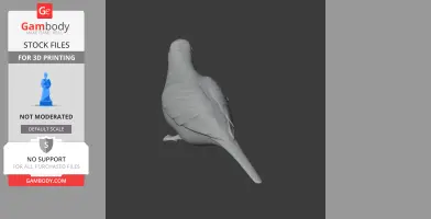 3D model of a barred dove from a rear angle, designed for 3D printing.