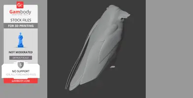3D model of a barred eagle-owl, showcasing detailed wings and body, intended for 3D printing.