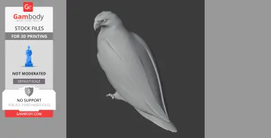 3D model of a perched prehistoric hawk with detailed feathers, designed for 3D printing.