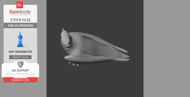 Stylized 3D model of a prehistoric bird, curled up with detailed wings and head for printing.