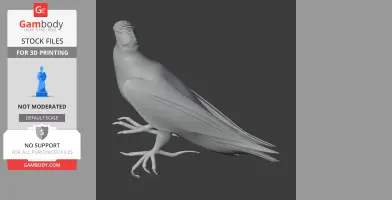 A detailed 3D model of a barred honey buzzard with distinct feathers and talons for 3D printing.