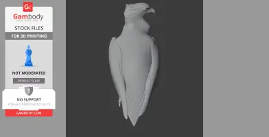 3D model of a barred honey buzzard, featuring detailed plumage and a distinctive head for 3D printing.