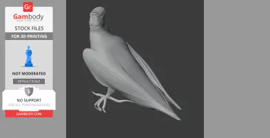 A 3D printed model of a prehistoric bird standing upright with detailed wings and talons.
