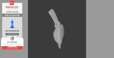 3D model of a bird viewed from above, ready for 3D printing.
