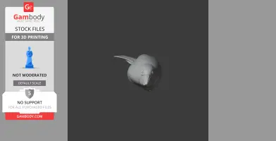 3D model of a prehistoric animal head, possibly a bird, designed for 3D printing.