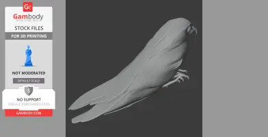 3D model of a barred owlet-nightjar with textured feathers, perched with detailed claws.
