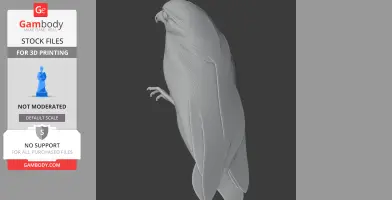 3D model of a barred owlet-nightjar perched, detailed feathers and features, for printing.