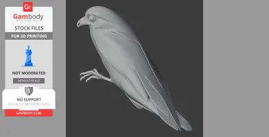 A 3D model of a barred owlet-nightjar, showcasing detailed feathers and claws, designed for 3D printing.