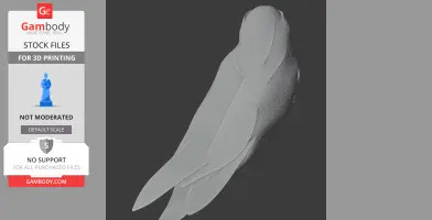 Gray 3D model of a Barred Owlet-nightjar with textured feathers, designed for 3D printing.